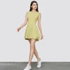 Tennis Dress Sleeveless Curved Waist Dress Badminton Clothing for Fitness Double Layer Bottom Lotus Leaf Skirt Golf Wear Women 5