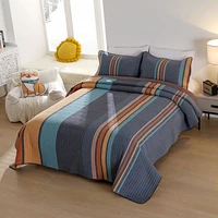 chausub stripe quilt set 3pcs cotton bedspread on the bed yarn dyed bed cover queen size coverlets summer blanket in the bedroom