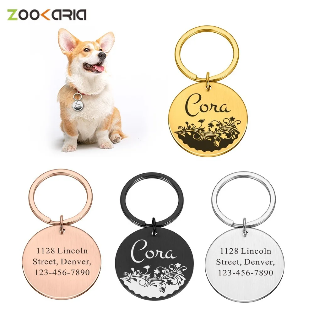 

Pet Id Tags Medal Personalized Dog Collar With Nameplate Cat Anti-lost Kitten's Collar Pendant Dogs Engraving Diy Accessories