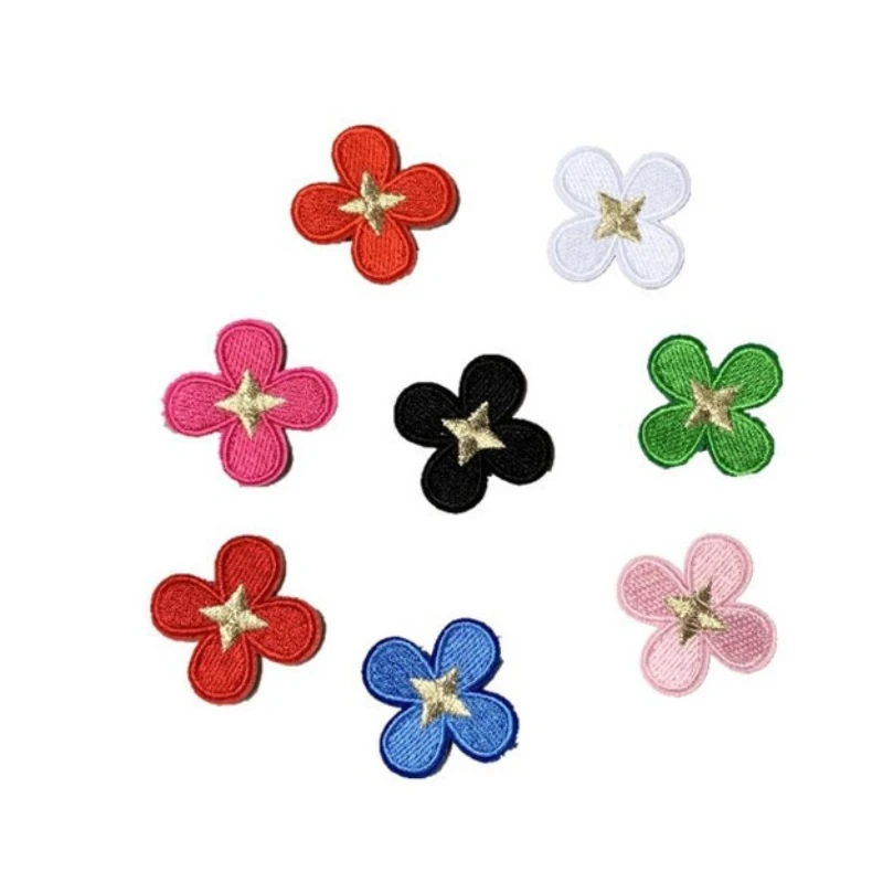 

100pcs/Lot Luxury Embroidery Patch Lucky Flower Four Leaf Clover Pink Star Shirt Hat Clothing Decoration Craft Diy Applique