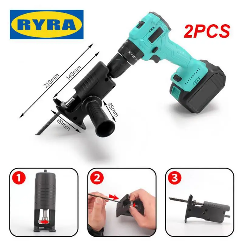 

2PCS Reciprocating Saw Adapter Multi-function Conversion Head Electric Drill Carousel Woodworking Cutting Chainsaw Conversion