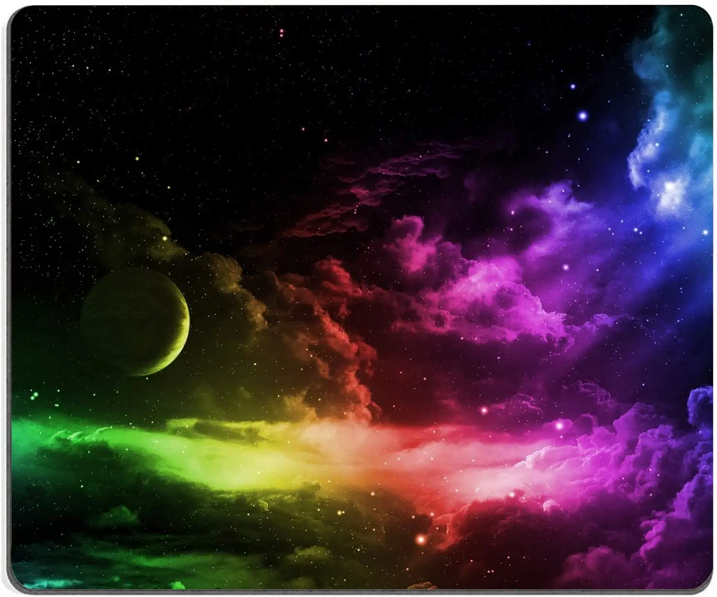 

Galaxy Mouse Pad Aurora Light Pattern Green and Purple Design Mousepad Waterproof Non-Slip Rubber Base for Office Home Laptop