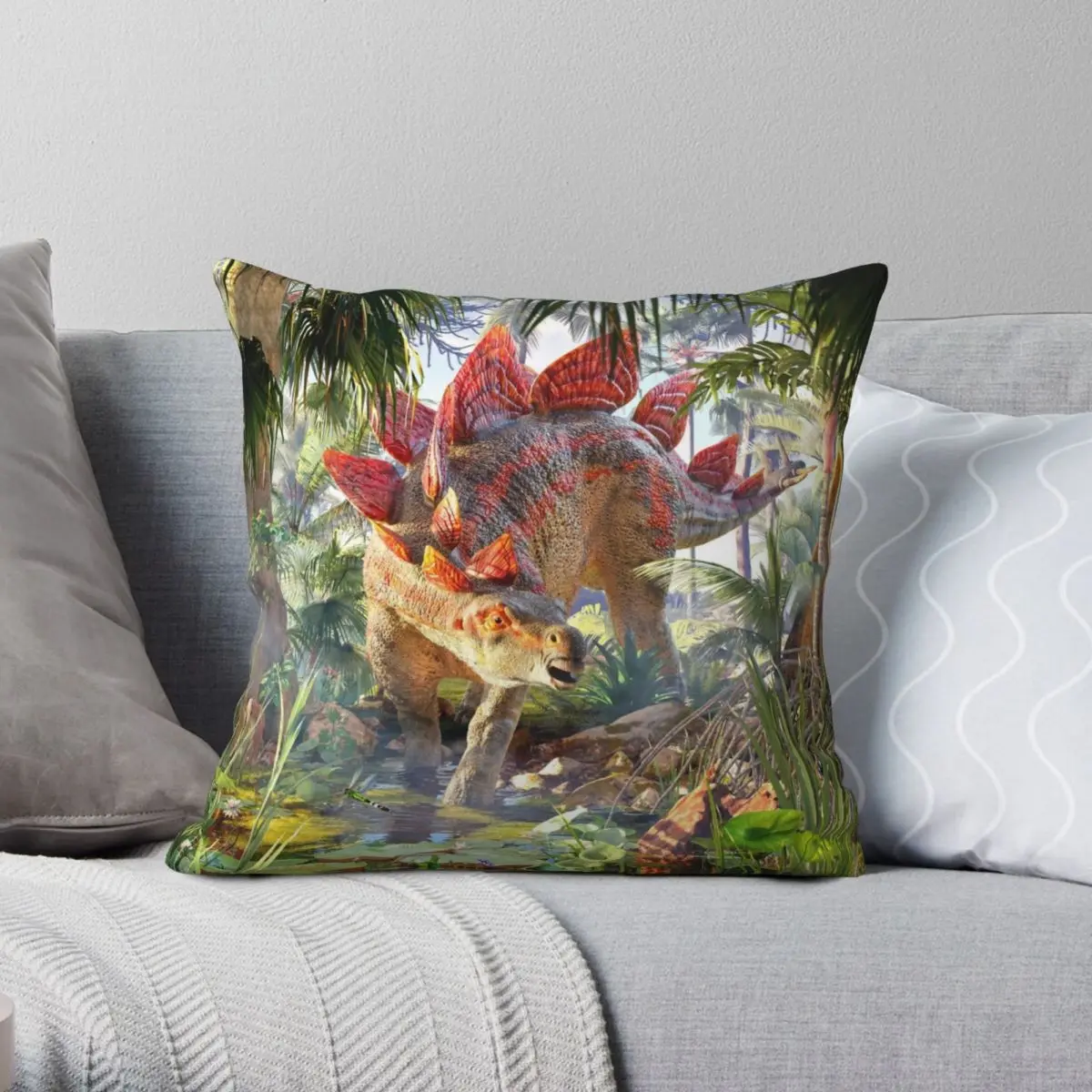 

Квадратный чехол для подушки Stegosaurus из полиэстера и льна
