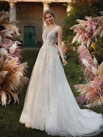 luojo boho wedding dresses 2022 simple a line v neck backless tea length bridal gowns for women custom made vestidos de novia