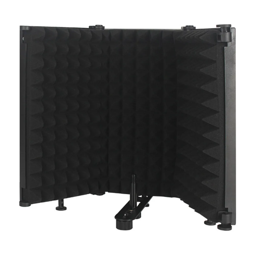 

Foldable Microphone Isolation Shield 3 Panel Noise Reduction Sound Absorbing Recording Microphone Wind Screen Shield Black