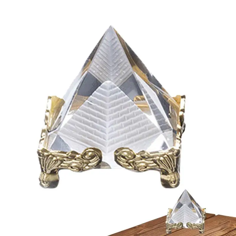 

Hot Sale Energy Healing Small Feng Shui Egypt Egyptian Crystal Clear Pyramid Ornament Home Decor Living Room Decoration