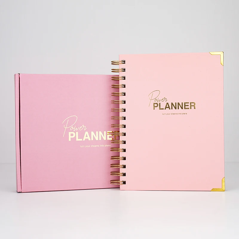 AP Free Sample Custom Logo 2023 A5 Pink Spiral Weekly Monthly Manifestation Goal Diary Journal Agenda Daily Planner Notebook