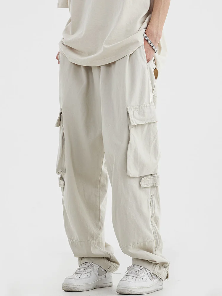 

Black Cargo Pants for Men Hip Hop Cargo Trousers Male Vintage Japanese Streetwear Casual Safari Style Pocket Zip Cargo Pants Men