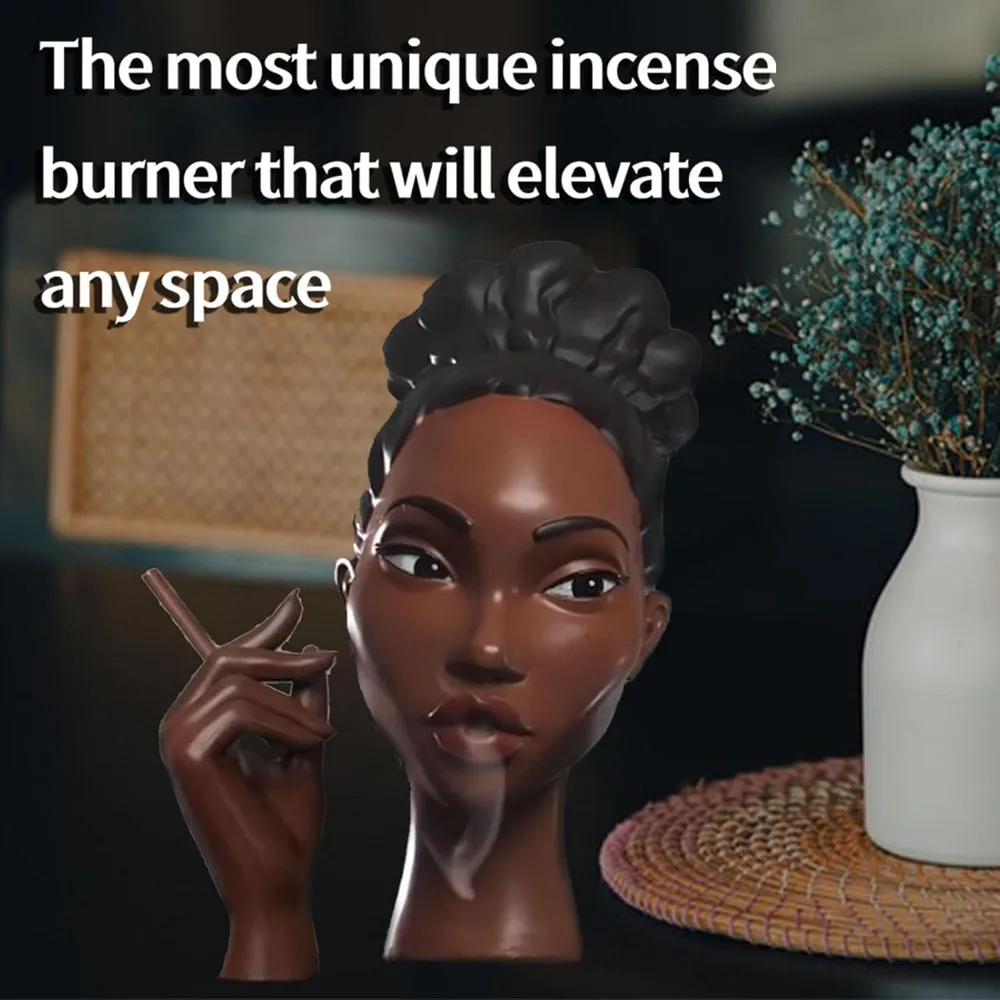 Черная Женская головка благовоний воздушный поток курильница декоративная