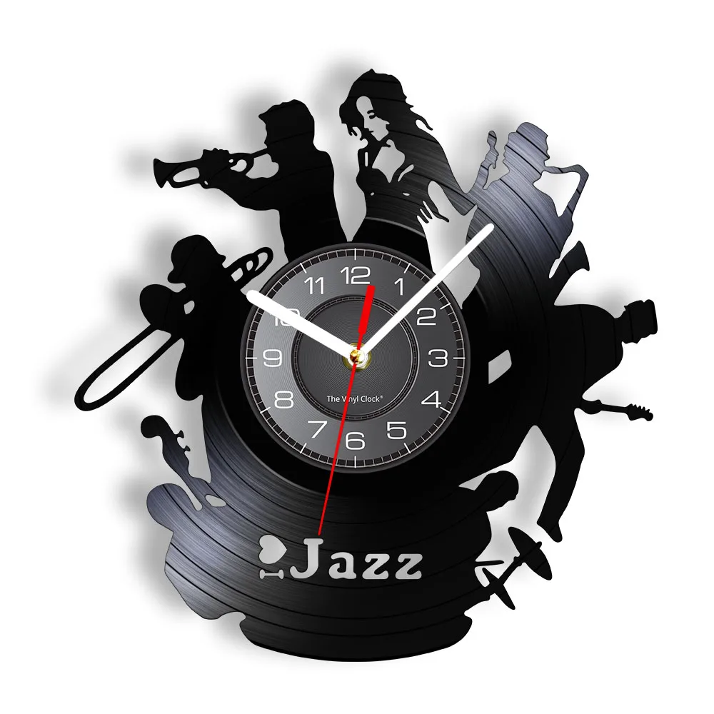 

Saxophone Jazz Music Band Wall Clock Classical Jazz Music Wall Art Decorative Vinyl Record Wall Clock Jazz Music Lover Gift