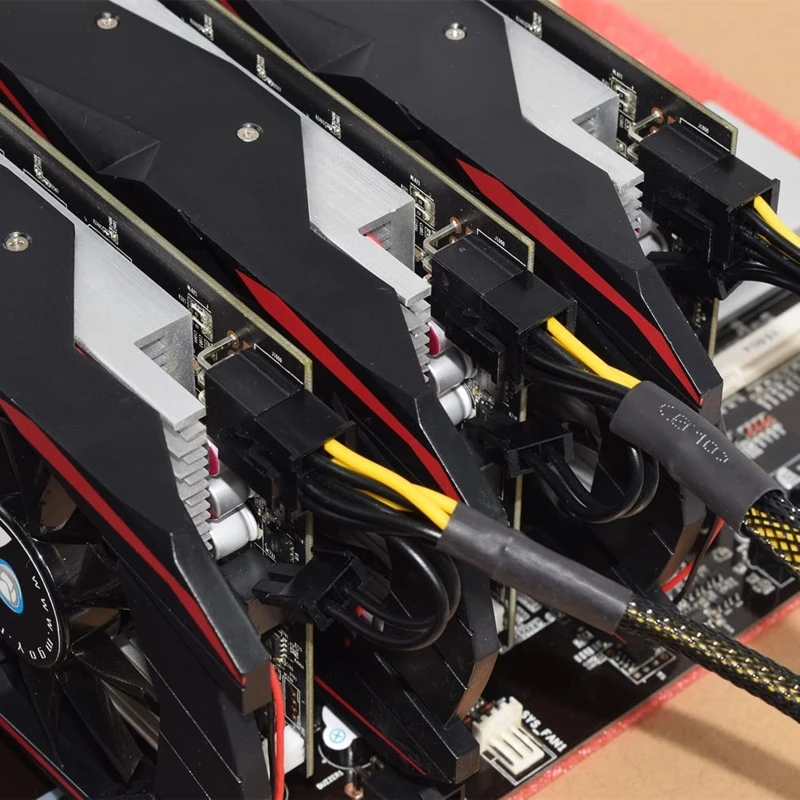 

R91A PCI-E 6-pin to Dual Dual 6+2-pin (6-pin/8-pin) Power Splitter Cable Graphics Card PCI Express PCIE 6P-to-8P Cable
