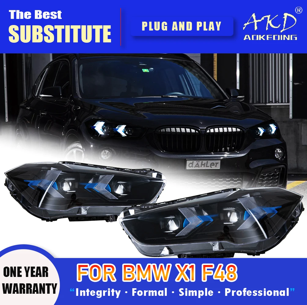Фара AKD для BMW X1 F48 Светодиодная фара 2016-2019 DRL Указатель поворота Дальнего света