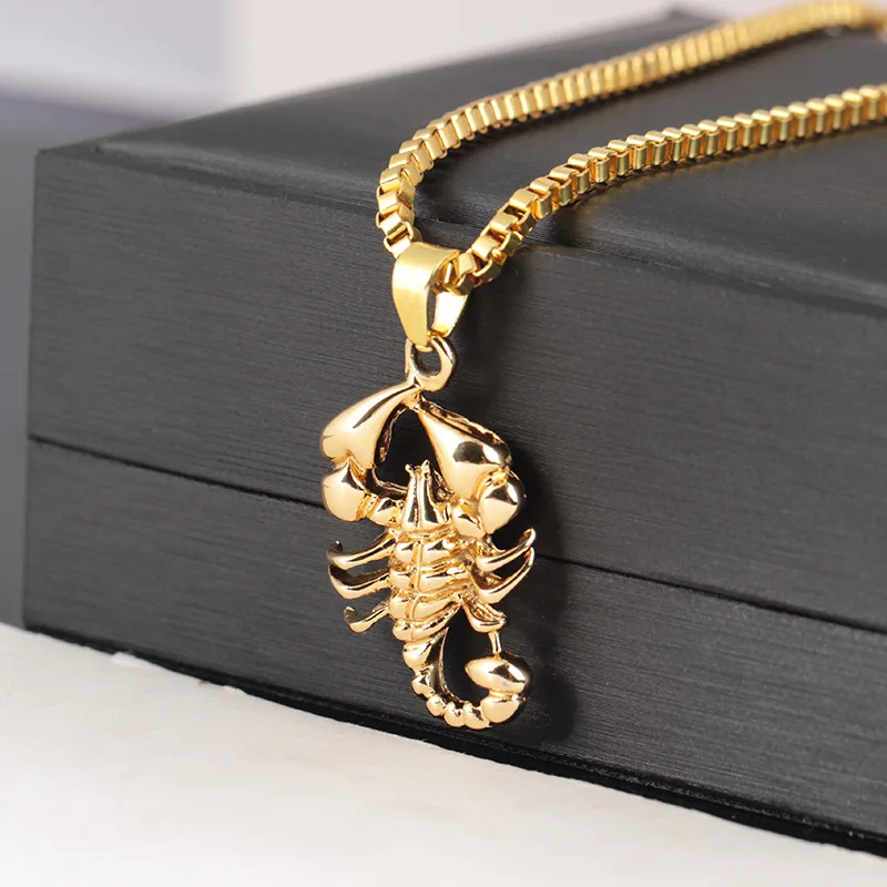 

2022 New Classic Personality Gold Color Scorpion Pendant Punk Necklace for Men Hip Hop Style Fashion Party Jewelry Streetwear