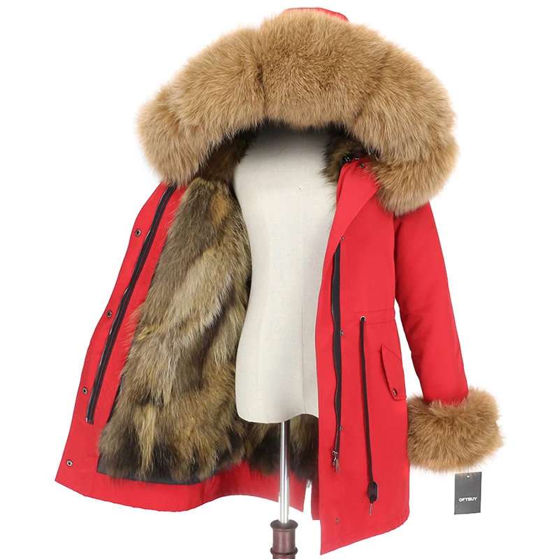 

Aoottii Waterproof Parka Women Real Fox Fur Hood Cuffs Coat Winter Jacket Outerwear Detachable Thick Warm Outerwear Streetwear
