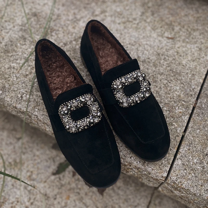 

Лоферы Heihaian, модель 2023 года, подходят для зимы, одинарные Туфли с круглым носком, украшенные искусственным рисунком, элегантные женские туфли на низком каблуке в стиле ретро