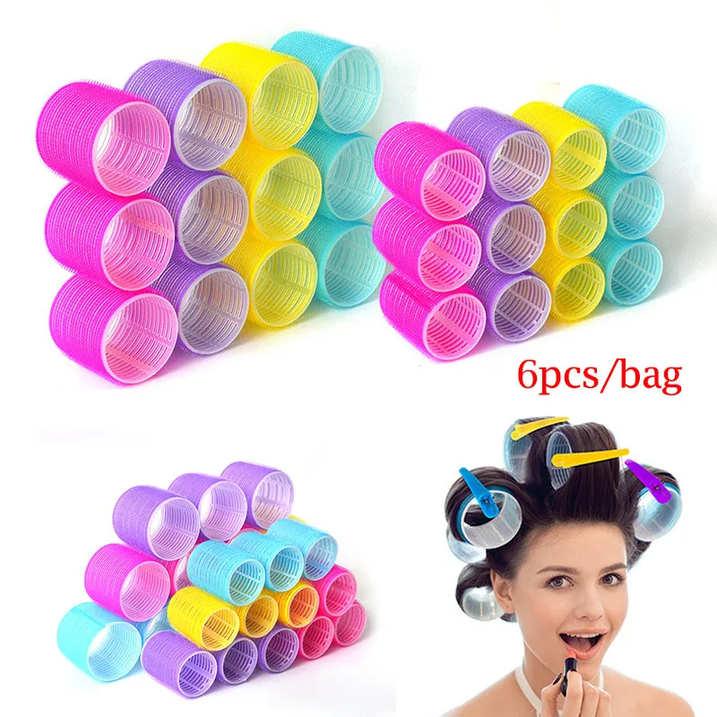 Hot Sale 6 Pcs/Set Multi Size Random Color Large Self Grip Hair Rollers Pro Salon Hairdressing Curlers Hair Salon Tools