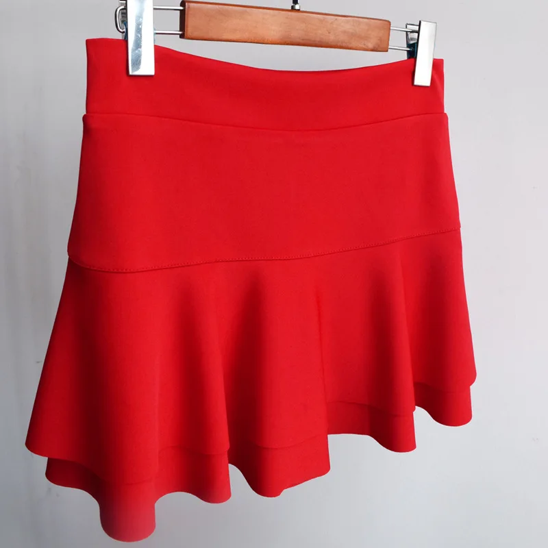 

Летняя эластичная короткая пикантная танцевальная мини-юбка с высокой талией, красные пушистые трапециевидные плиссированные юбки для дев...