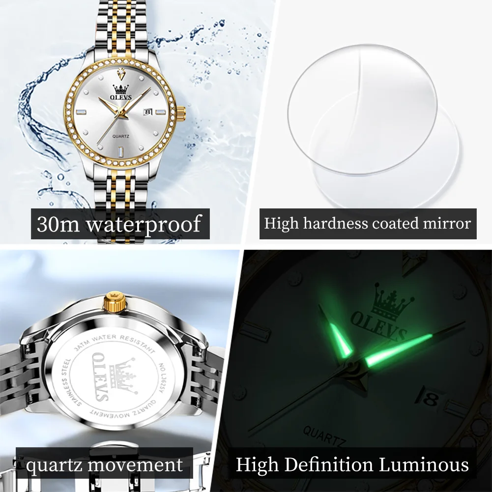 OLEVS новые элегантные женские часы с бриллиантами роскошные кварцевые