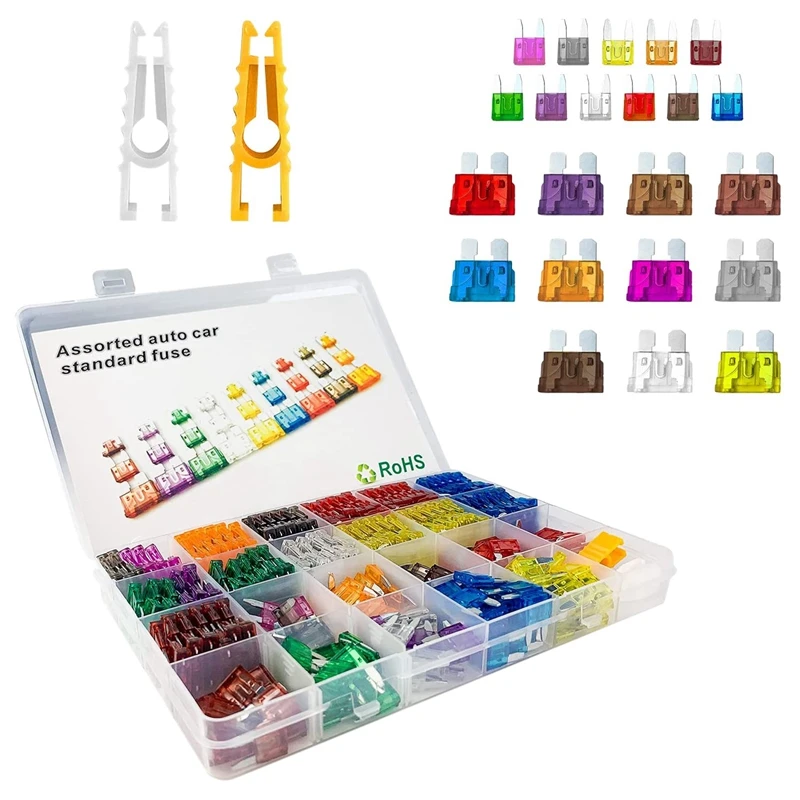 

300Pcs Car Mini Fuse Kit 2A 3A 5A 7.5A 10A 15A 20A 25A 30A 35A 40A Fuse With Replacement Clip For Cars And Motorcycles