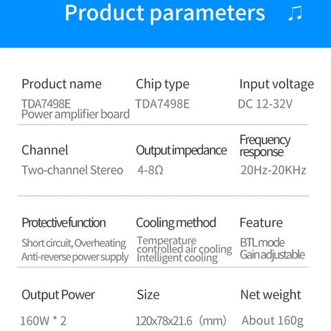 APWIKOGER TDA7498E 2.0 двухканальный стереоусилитель