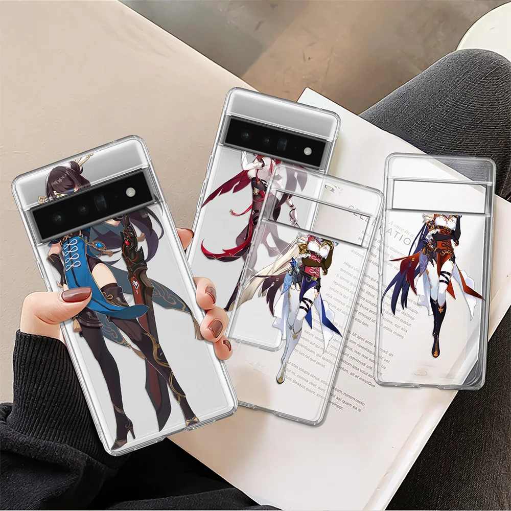 

Genshin Impact Rosaria Case for Google Pixel 7Pro 7 6a 6 6Pro 5 5a 5G 4XL 4 3XL 3 3a 3aXL 4a Transparent Soft Protection Cover