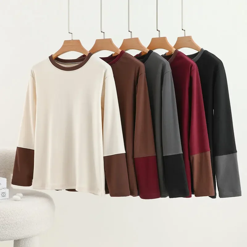 Футболки Dralon с толстым дном от L до 4XL женские теплые футболки длинными рукавами