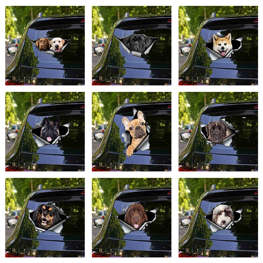 

Animal Car Sticker DIY Dog Head PVC Car Sticker Motorcycle Accessories Funny Dog Head on Crack Vinyl Car Decal Window Decoration
