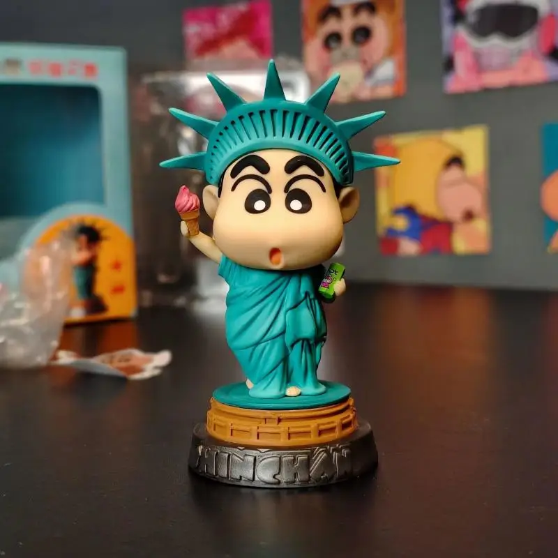 

Crayon Shin-Chan Anime Figure Cos Statue of Liberty Car Room Ornament Decoration Action Figures Japanese Kawaii Doll 10Cm Gifts