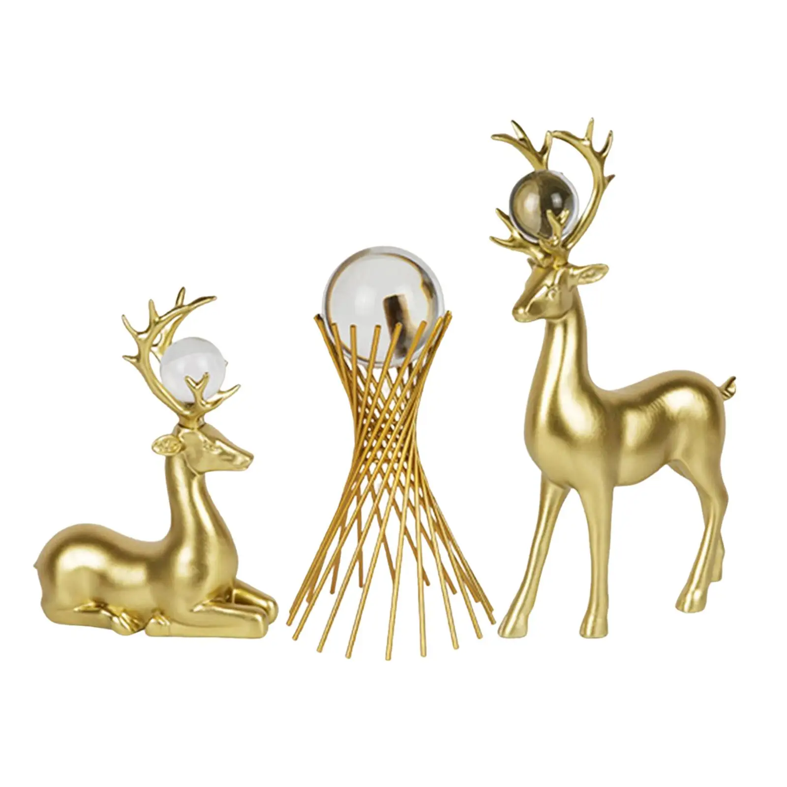 

3Pcs Deer Statue Figurine Animal Sculpture Art for Tabletop Office Ornament