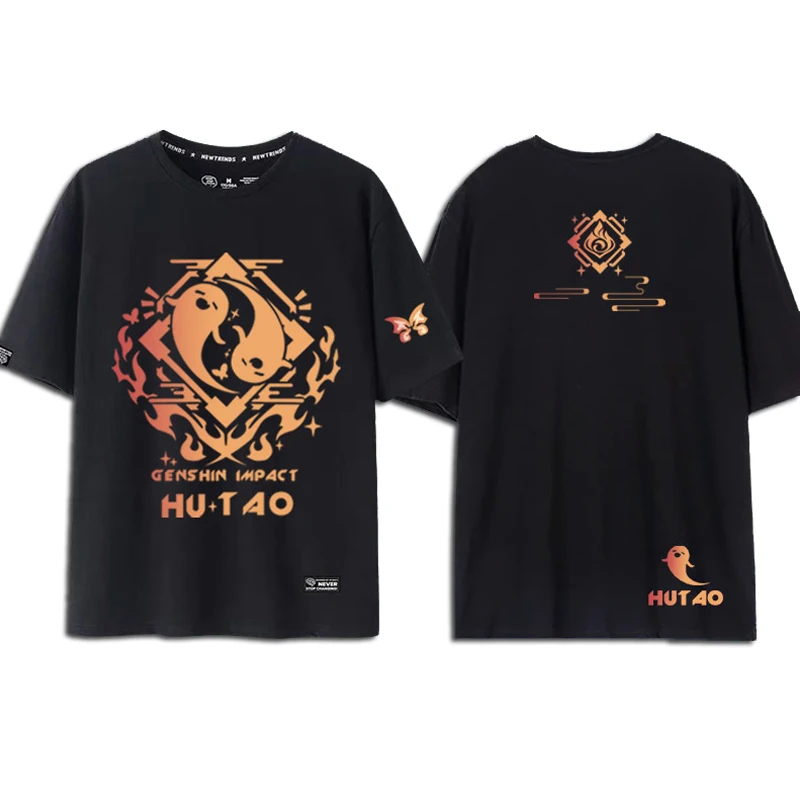 

Футболка для косплея Game Genshin Impact HUTAO, летняя уличная одежда с рисунком призрака из аниме с коротким рукавом, футболки из хлопка для мужчин и ж...