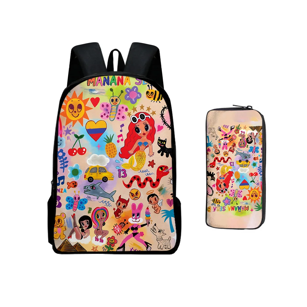 

New in 2pcs/set Karol G Manana Sera BonitoI Backpacks Schoolbag 3D Cosplay Boys Girls School Bag Pencil Bag Notebook Schoolbags