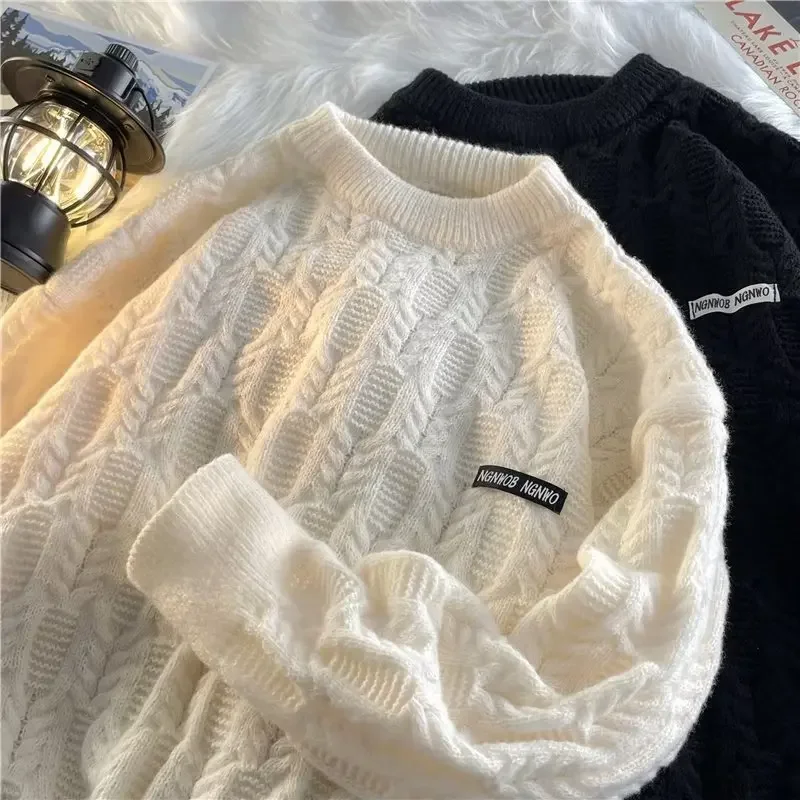 Осень/зима вязаный свитер с круглым вырезом базовый слой в американском стиле