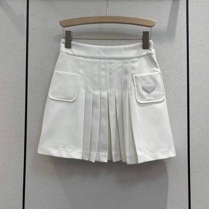 Женская плиссированная мини-юбка черно-белая трапециевидная юбка с высокой
