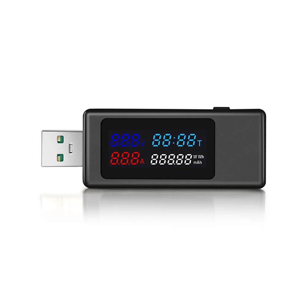 

USB-тестер 6 в 1, цифровой измеритель емкости и емкости с цифровым IPS дисплеем, DC 4-30 в, для измерения тока, напряжения, черного цвета