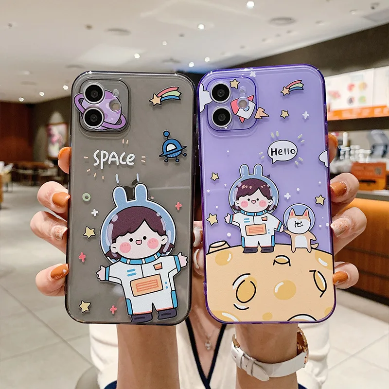 

Персонализированный Чехол с изображением космической девушки подходит для 7 / 8 дюймов блестящий чехол для iphone13 женский прозрачный черный з...