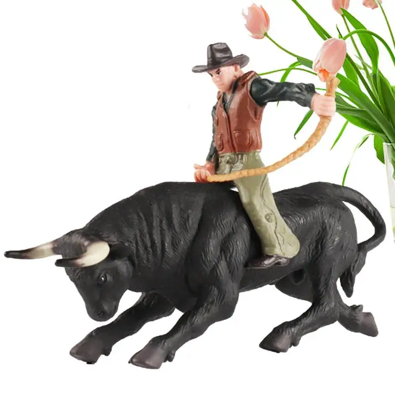 

Bull Riding Figurines Realistic Spanish Bullfighter Cattle Figurines Toys Rodeoes Cowboy Cattle Figure Toy For Age 3-5 6-12 Kids