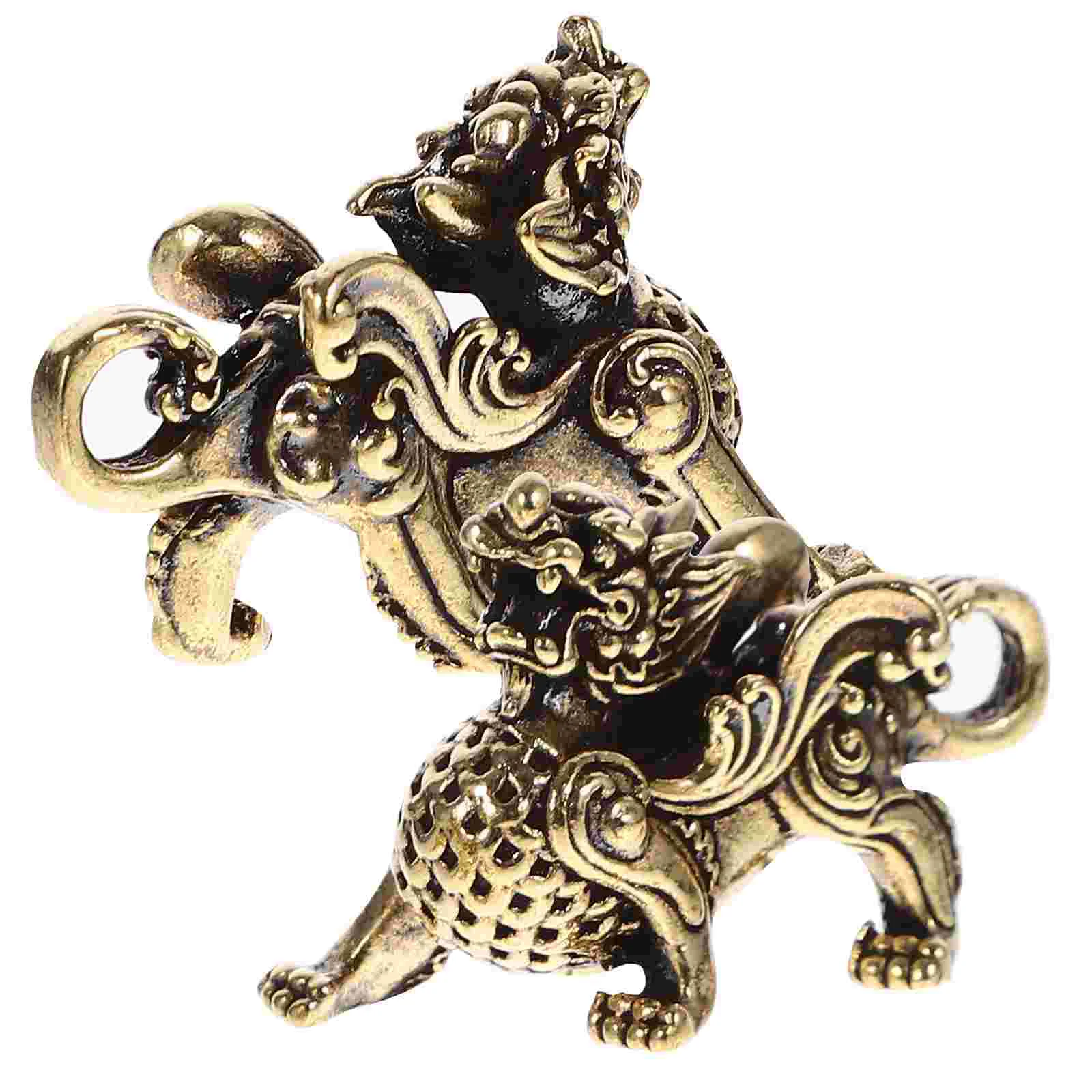 2 шт. Орнамент с единорогом кулон предметы интерьера винтажный Kylin латунь