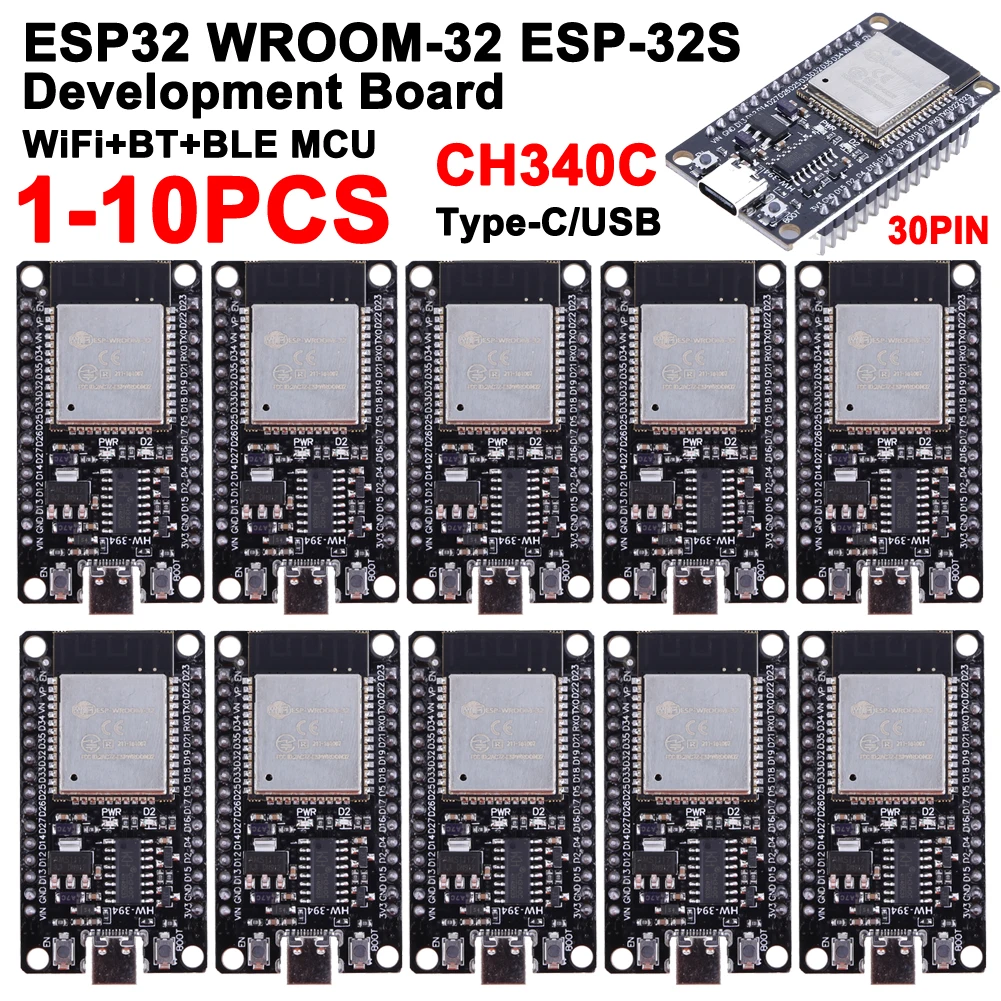 Детская плата разработки ESP32, 1-10 шт, 5 В, CH340C/CP2102 WiFi + BT, сверхнизкое энергопотребление, SPI Flash, 32 Мб/с, беспроводной модуль
