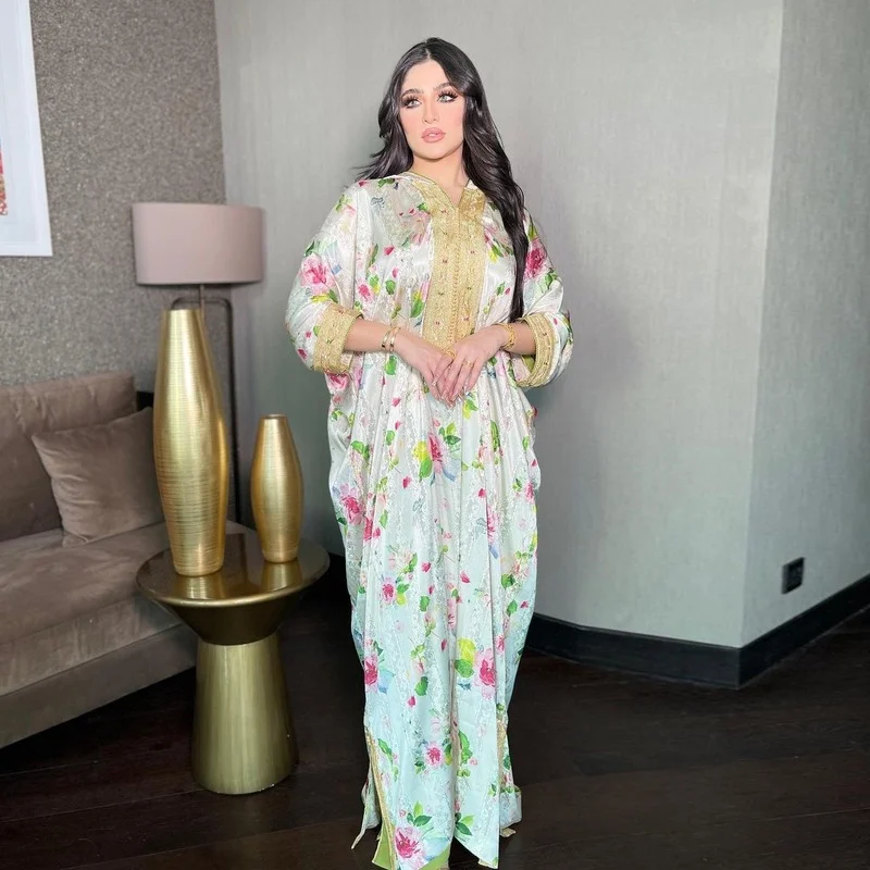 

Muslim Dress Women Muslim Fashion European Clothing Spring and Summer Hijab Long Dresses Women with Sashes Islam Abaya African