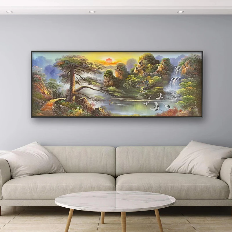 

Европейский стиль, пасторальный пейзаж, ручная роспись, масляная роспись, современная простая декоративная роспись, фон для дивана, настенн...