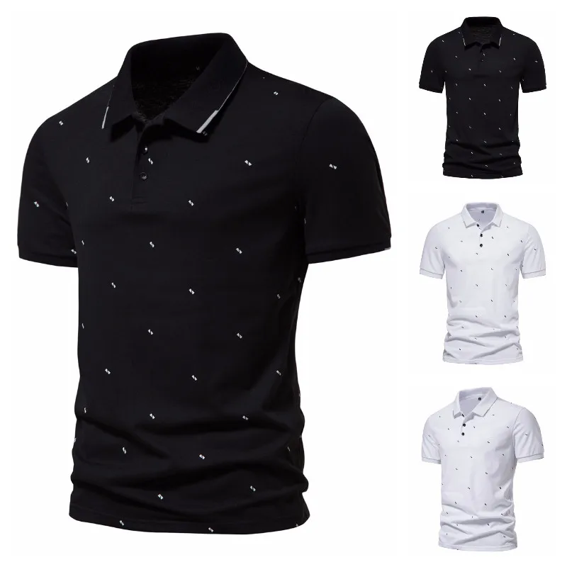 

Summer New Men's Simple Business Casual Style Fun Spotted Print Short-sleeved Slim Fit All-match Comfortable Lapel Shirt