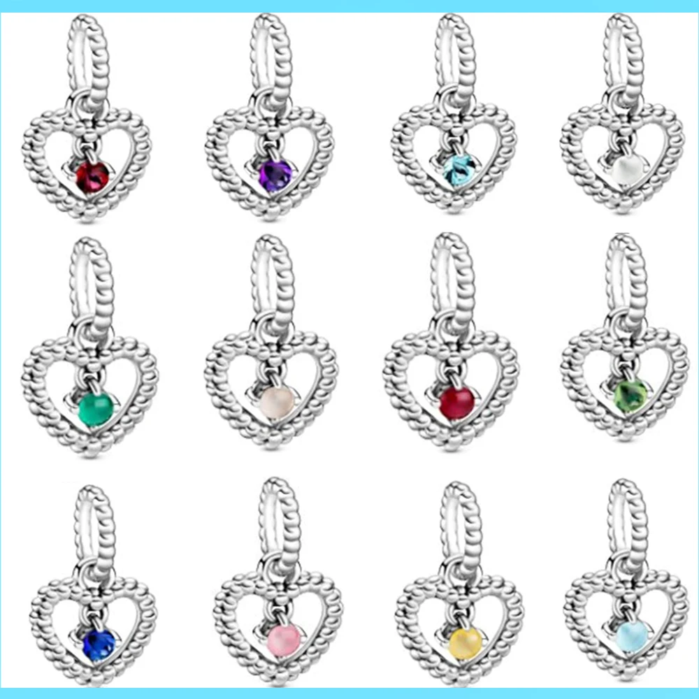 

Pan S925 Sterling Silver December Love Zircon Water Drop Pendant Necklace Accessories Bead Charm