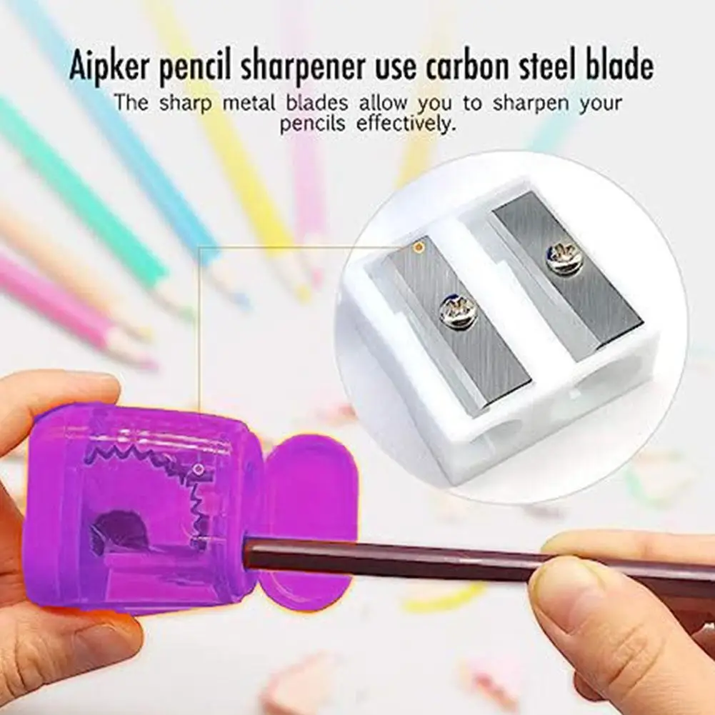 

Colorful Pencil Sharpener Manual Pencil Sharpeners Compact Holes Lid Dual Pencil Colored Sharpene Pencil Sharpeners With H0D5