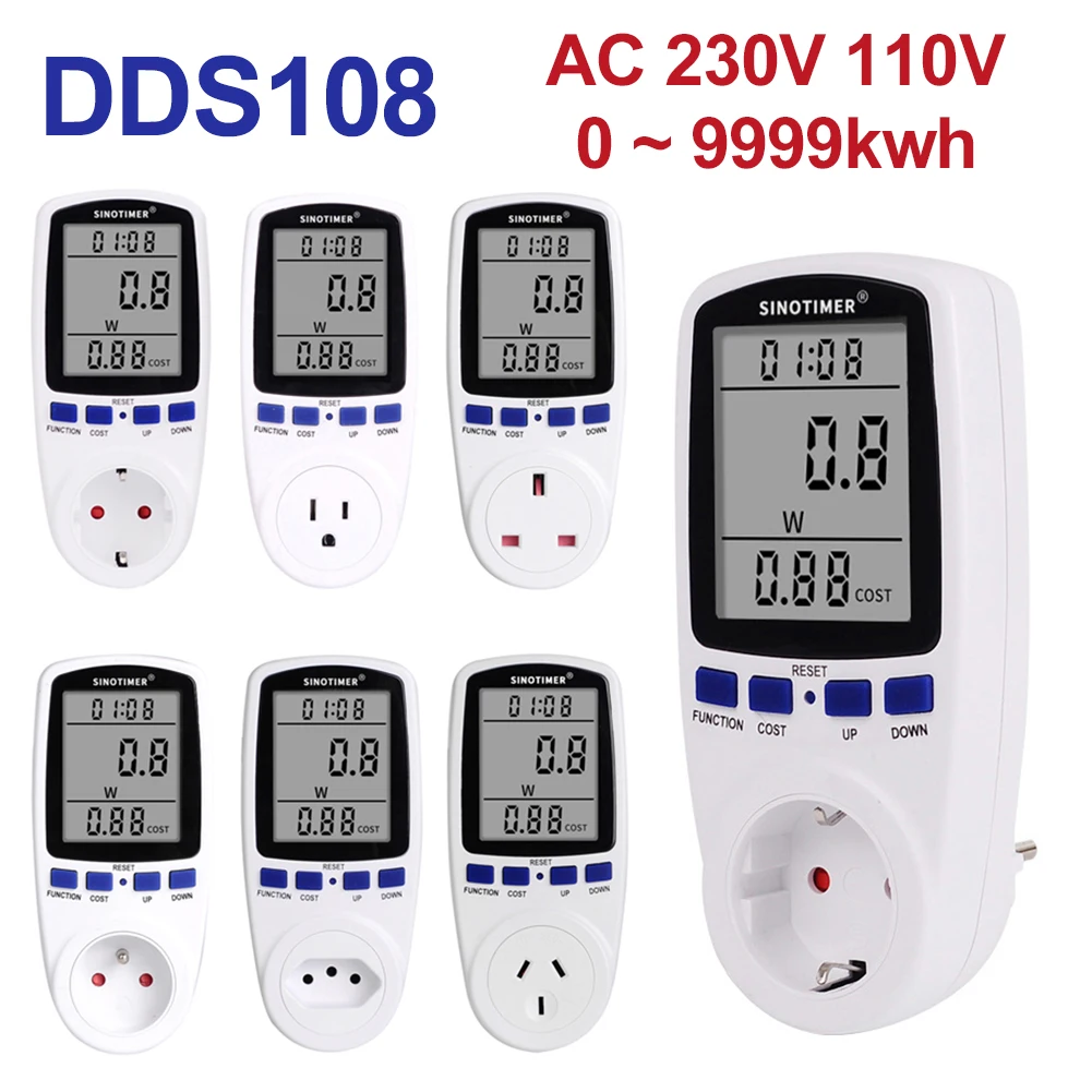 EU/US Plug AC Power Meters 230V Digital Voltage Wattmeter Power Consumption Watt Energy Meter Electricity Analyzer Monitor