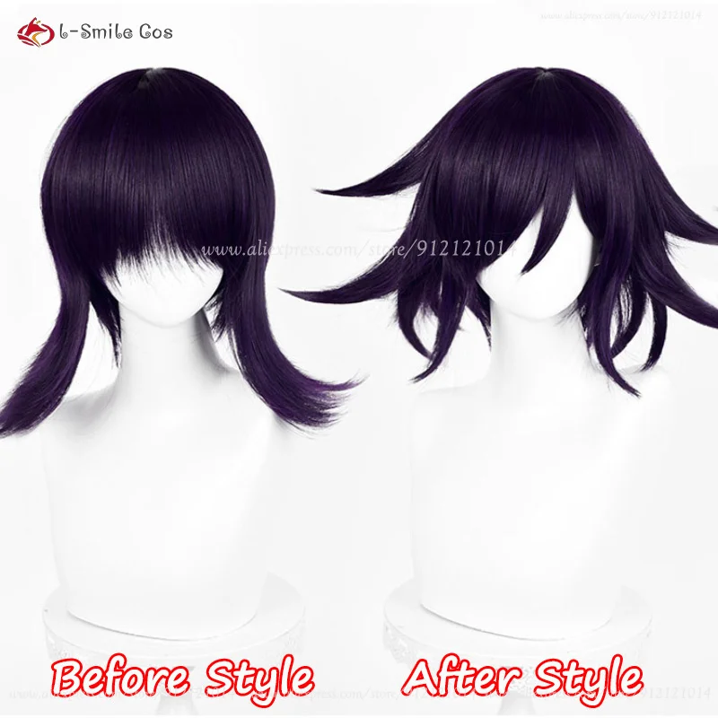 Аниме Кочи Ома Косплей Парик 35 см Короткие Фиолетовые Черные Парики Термостойкие