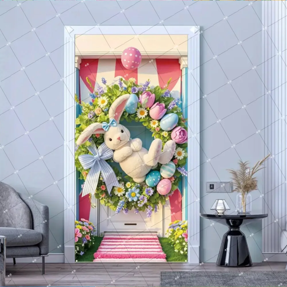 Счастливой Пасхи весенние красочные яйца кролик цветок зеленая трава деревянный