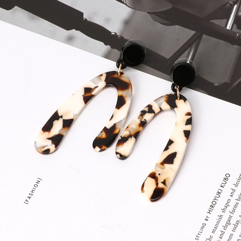 

Acetic Acrylic Hook shape Tortoiseshell Drop Earrings Fashion Jewelry Girl Gift 264E