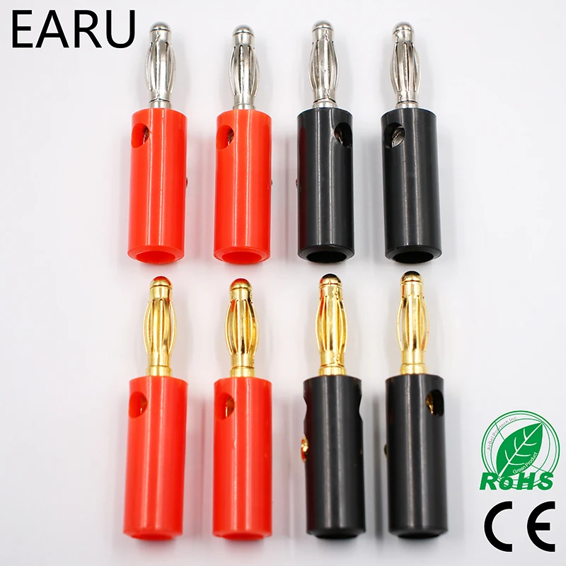 

10pcsAudio Speaker Screw Banana Gold Plate Plugs Connectors 4mm IN STOCK FREE SHIPPING Black Red Facotry Online Wholesale Golden