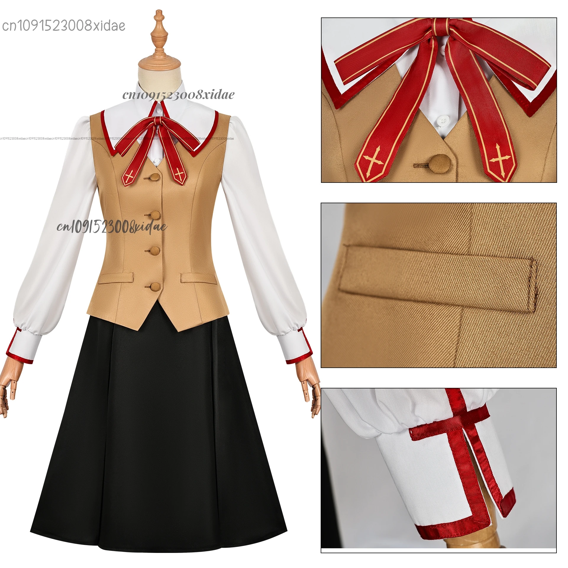 Аниме игра Fate/stay Night Tohsaka Rin косплей костюм красный дьявол парик пальто школьная