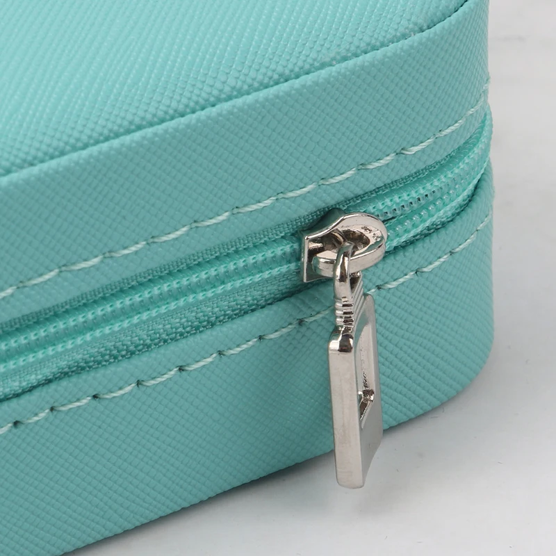 Portable Locket Jewelry Box Leather Storage Organizer Earring Necklace Ring Travel Jewelry Case Display